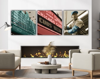 Set of 3 Wrigley Field Canvases, Choose from 12 Chicago Cubs Photos, Limited Edition Canvas Artwork, Gallery Wrapped Memorabilia Wall Decor