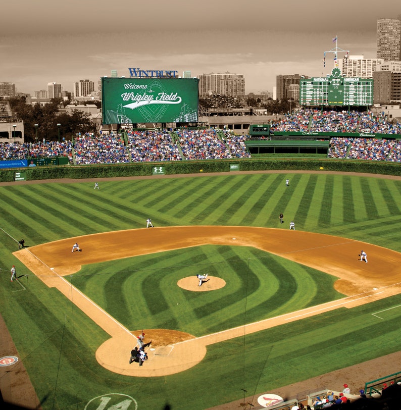 Chicago Sports Stadium Set Chicago Bulls, Chicago Cubs, Bears, Blackhawks, Wrigley Field, White Sox, Gift or Wall Decor for your man cave. image 4