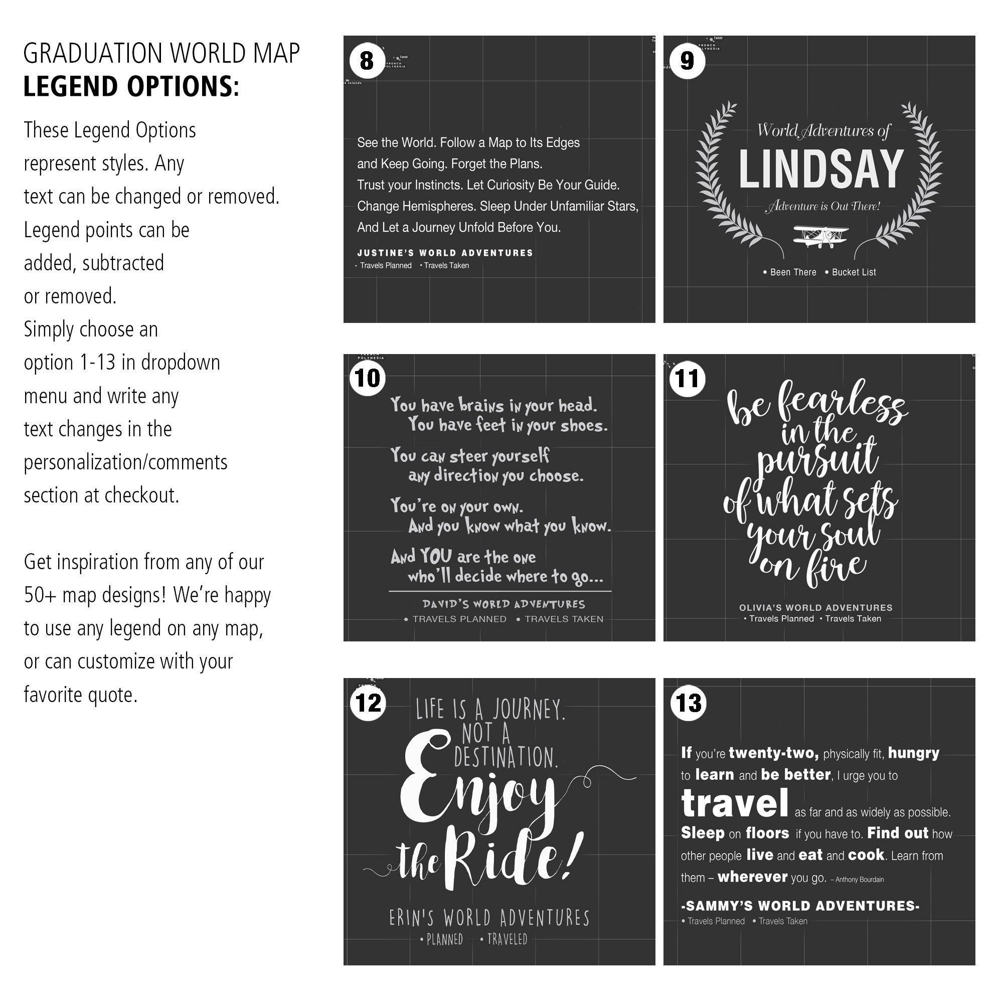 Large Graduation Push Pin Map for World Travel Personalized | Etsy