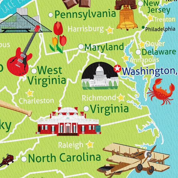 Push Pin Kids Usa Map Personalized Wall Art Canvas Etsy