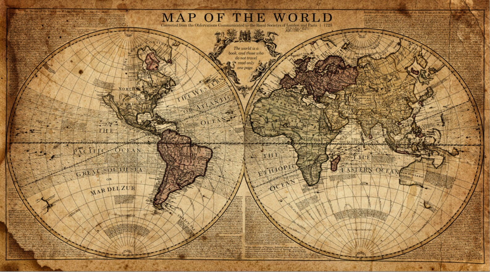 Globe Tan Map World Map Canvas Vintage Map Art Brown & Gold Etsy