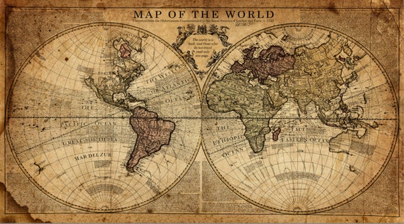 globe tan map world map canvas vintage map set large wall | etsy