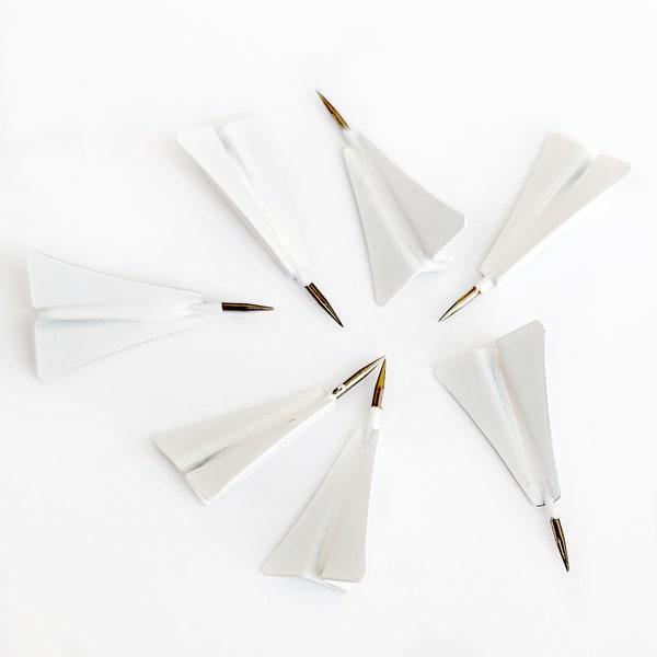 White Metal Paper Airplane Push Pins, 3D Novelty Map Pins for Marking Flights, Thumbtack Markers for Tracking Airport Travel Destinations