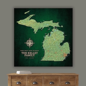 Michigan Push Pin Map, Personalized Michigan State Map for Office, Gallery Wrap Canvas Map for Marking Travels, Custom Travel Map Wall Art