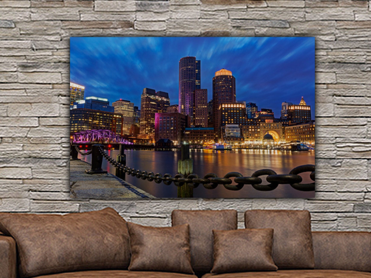 Boston Skyline Canvas Set Large Wall Art of Boston Print Etsy