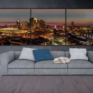 Minneapolis Skyline on Canvas,  Large Wall Art, Minneapolis Print, Minneapolis art, Minneapolis Photo, Minneapolis Canvas, panoramic