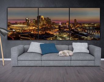 Minneapolis Skyline on Canvas,  Large Wall Art, Minneapolis Print, Minneapolis art, Minneapolis Photo, Minneapolis Canvas, panoramic