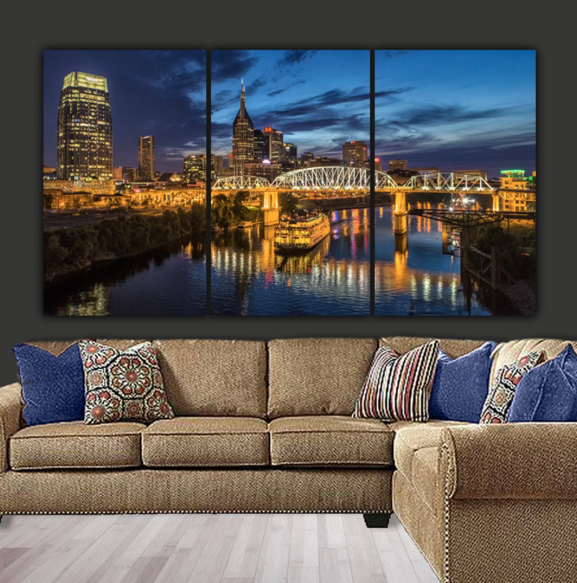 Nashville Skyline Canvas Large Nashville Tennessee Wall Art Etsy