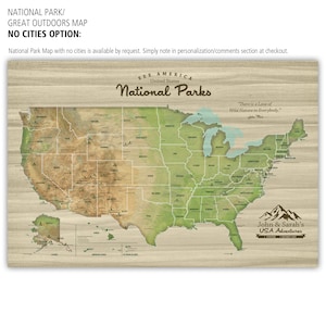USA National Parks Push Pin Map, USA Travel Map, Custom National Parks Map, Wedding or Travel Gift Decor, Rustic Large Wall Art, Nature art image 7