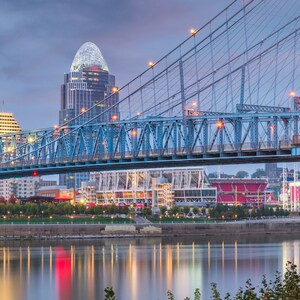 Cincinnati Skyline Bridge Canvas Set Large Cincinnati Canvas