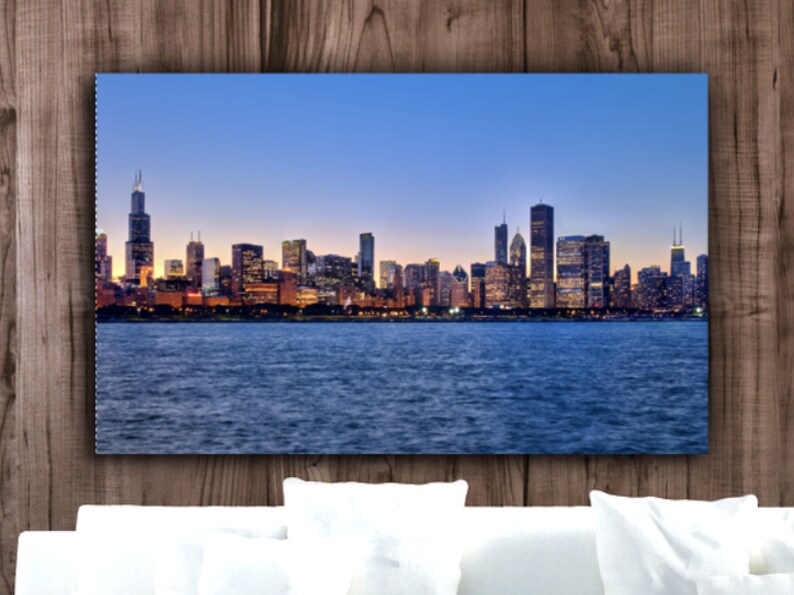 Chicago Skyline on Canvas Large Wall Art Chicago Print Etsy
