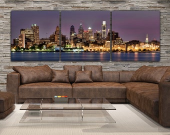 Philadelphia Skyline on Canvas, Large Wall Art, Philadelphia Print, Philadelphia art, Philadelphia Photo, Philadelphia Canvas, Panoramic