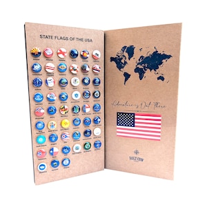 Flags of the United States Push Pins; Set of 51 Metal Pins, Track Your Travels, US State Flag Pins, Includes Washington DC, Thumb Tacks