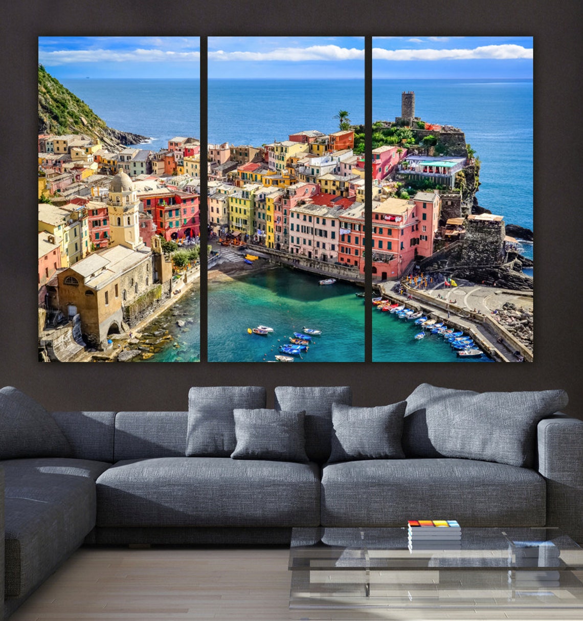 Cinque Terre Italy on Canvas, Large Canvas Print, Italy Coast Travel ...