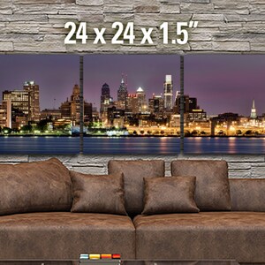 Philadelphia Skyline on Canvas, Large Wall Art, Philadelphia Print, Philadelphia art, Philadelphia Photo, Philadelphia Canvas, Panoramic Bild 4