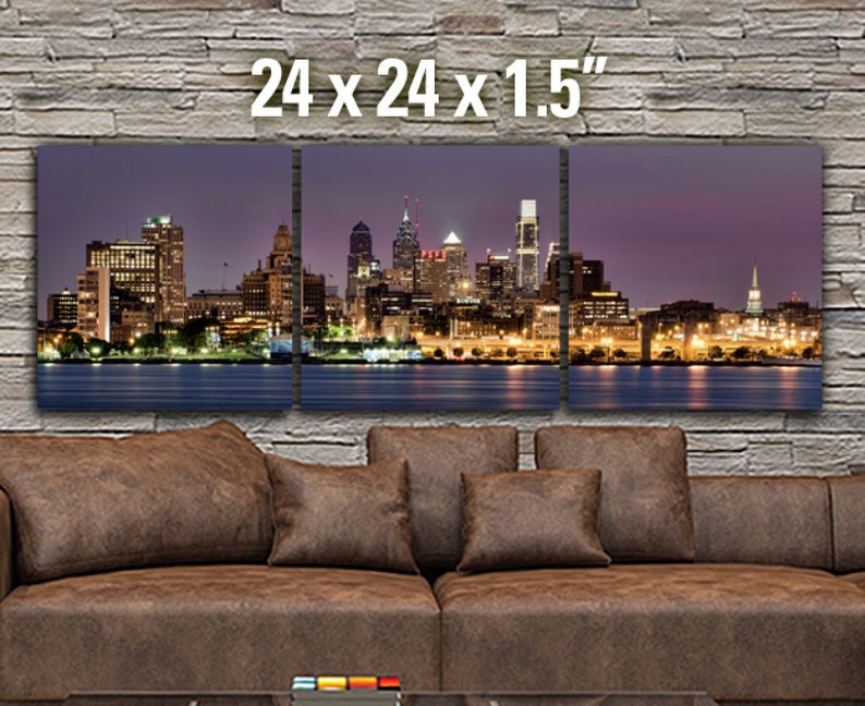 Philadelphia Skyline on Canvas, Large Wall Art, Philadelphia Print, Philadelphia art, Philadelphia Photo, Philadelphia Canvas, Panoramic Bild 4