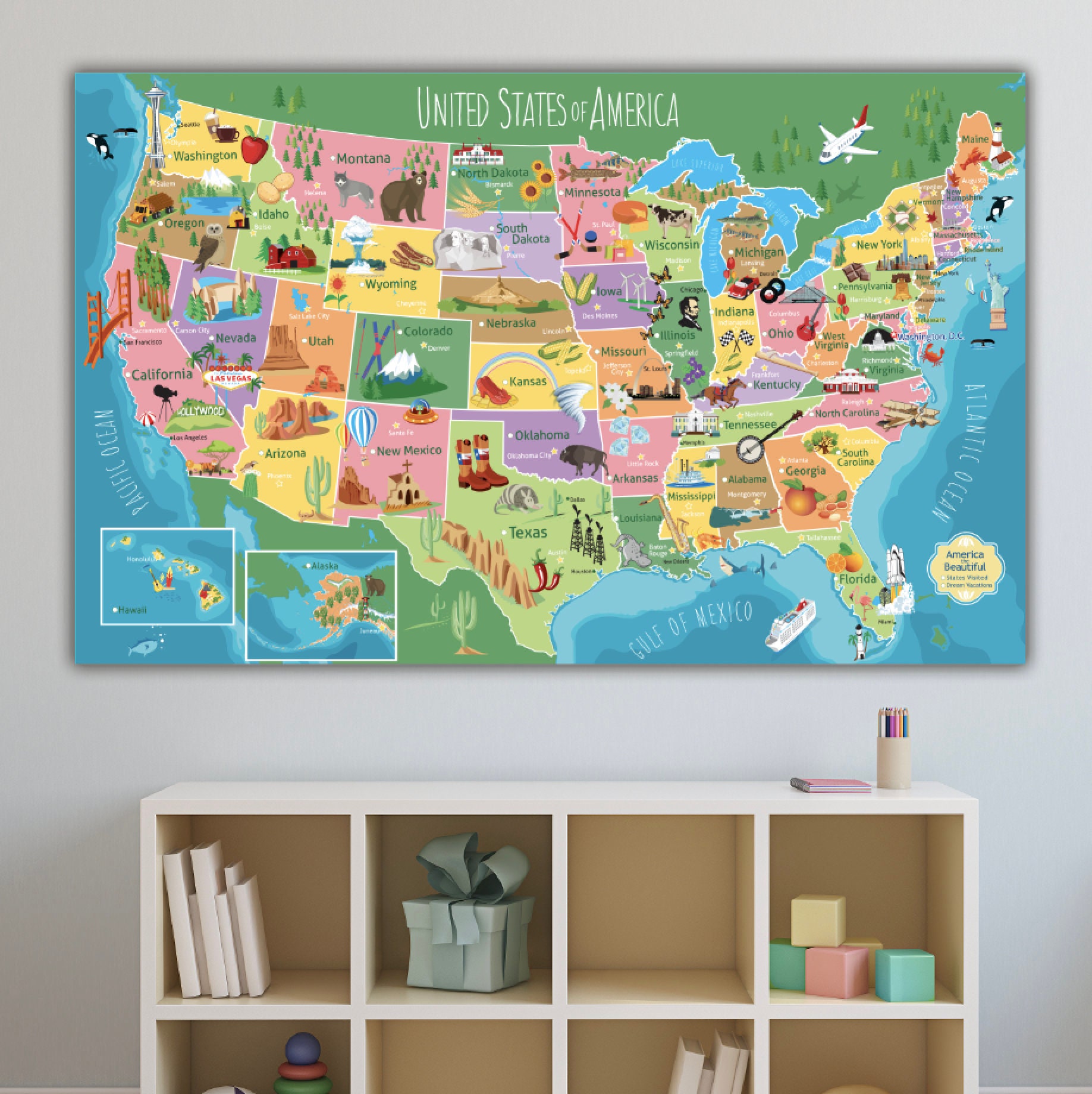 KIDS UNITED STATES WALL MAP - THE TOY STORE