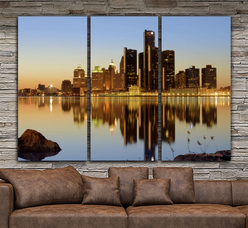 Detroit Skyline Canvas Set Large Wall Art Of Print Photo