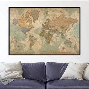 Push Pin Travel Map of World, Customized Map One Panel Pin Board, Vintage Push Pin Map, Large Wall art, World Map Push Pin travel gift