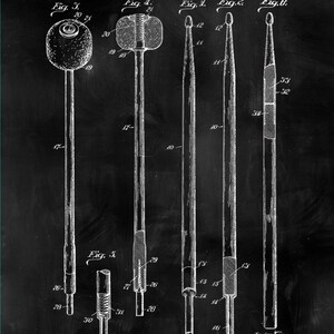 May include: Black and white line drawing of a patent for a drumstick. The patent is titled "Drumstick" and was filed on August 8, 1924. The patent number is 1,739,275. The drawing shows different views of the drumstick, including the tip, the shaft, and the handle.