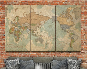 Home & Living Wall Décor Push pin world map Pink Travel map Custom