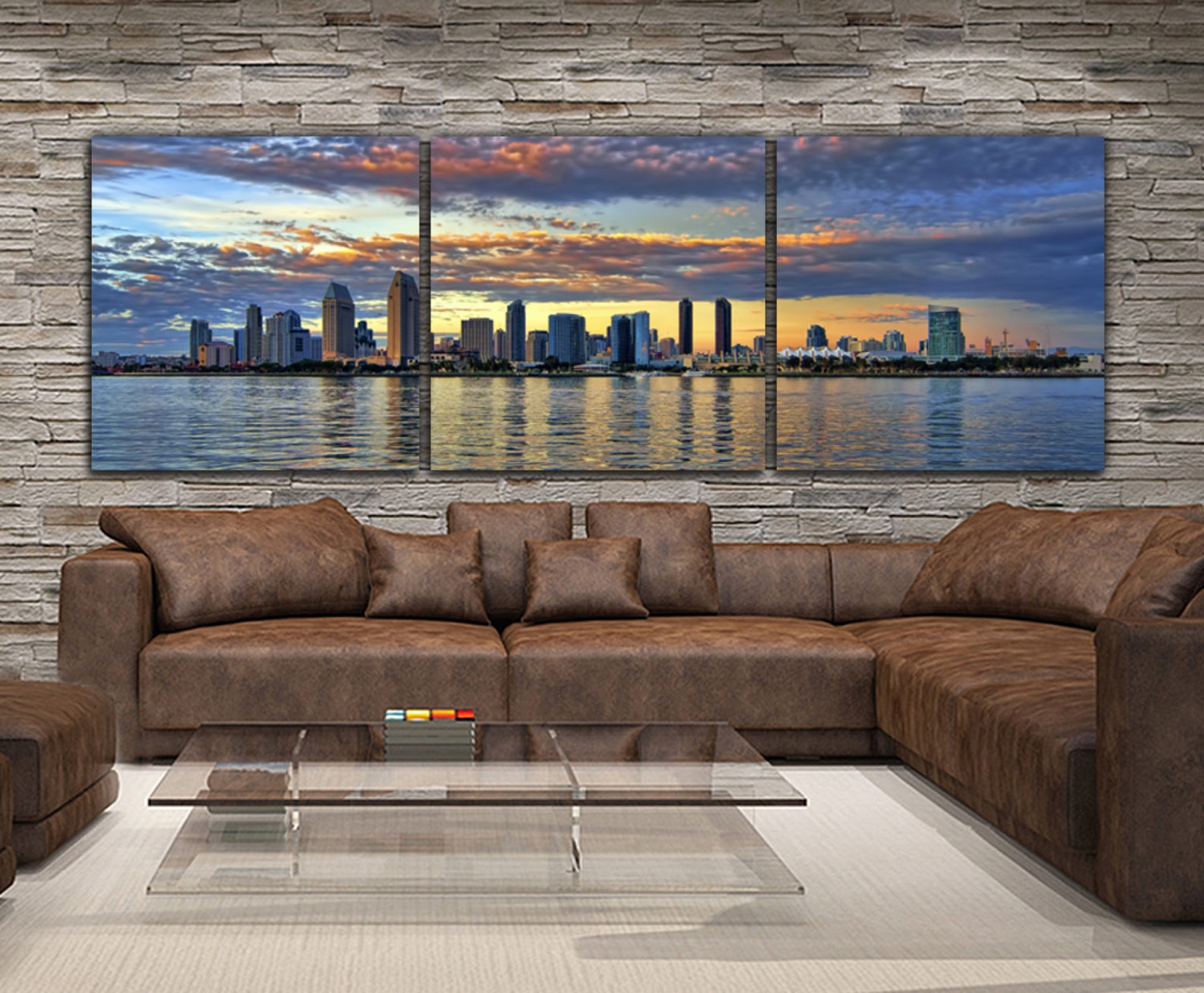 San Diego Skyline on Canvas Large Wall Art San Diego Print Etsy