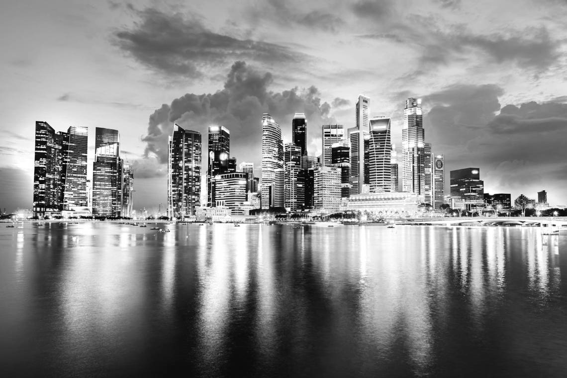 Custom Singapore Skyline Canvas Art Large Singapore Canvas Etsy