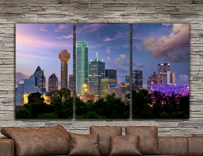 Dallas Skyline Canvas Set Large Wall Art of Dallas Print Etsy