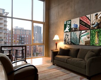 Holy Cow Cubs Art : 8 pc. 14x14"" Wrigley Canvas Set - Chicago Cubs Art, Chicago Cubs Canvas, Wrigley Field Stadium Art