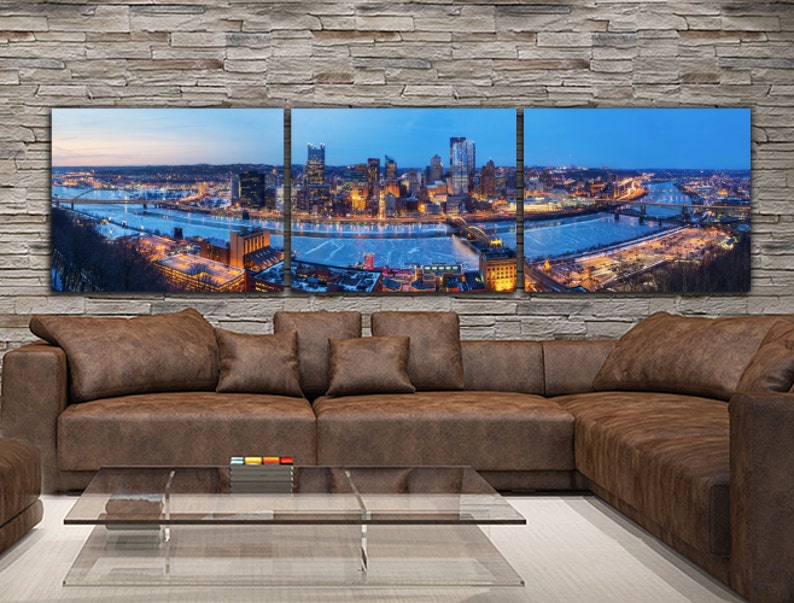 Pittsburgh Skyline on Canvas Large Wall Art Pittsburgh Etsy