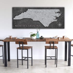 GREY North Carolina Push Pin Map, Personalized North Carolina State Map, Upscale Canvas Wall Art to Pin Travels, Best Gift for Travelers