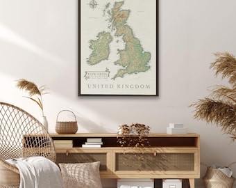 United Kingdom and Ireland Travel Map with Cream Background, Push Pin Travel Map, Track Your Travels, Pin Board, British Isles Adventures