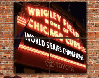 Chicago Cubs World Series Champions, Wrigley Field Marquee Wall Art, Chicago Cubs Art, Cubs Prints, Cubs Decor, Cubs Gifts, Fathers Day Gift