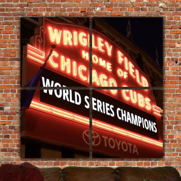 Chicago Cubs World Series Champions, Wrigley Field Marquee Wall Art, Chicago Cubs Art, Cubs Prints, Cubs Decor, Cubs Gifts, Fathers Day Gift