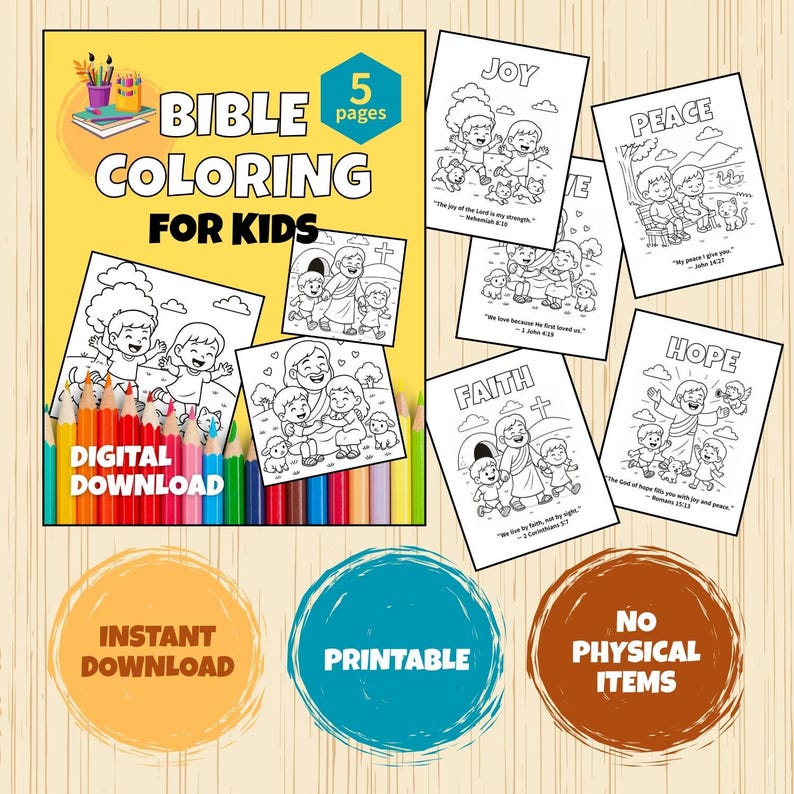 Kids Bible Verse Coloring Pages: Christian Printables (PDF Download) - Etsy