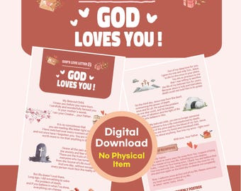 Gottes Liebesbrief - Ausdruckbarer Evangeliums-Traktat | Christliche Evangelisation Postkarte | Heilsgebet & Einsatzwerkzeug