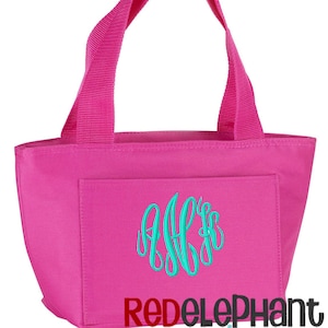 Monogram Lunchbox, Monogram Lunch Bag, Personalized Cooler Tote, Preppy Monogram Lunch, Personalized Lunch box, Embroidered Lunch bag image 1