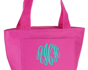 Monogram Lunchbox, Monogram Lunch Bag, Personalized Cooler Tote, Preppy Monogram Lunch, Personalized Lunch box, Embroidered Lunch bag