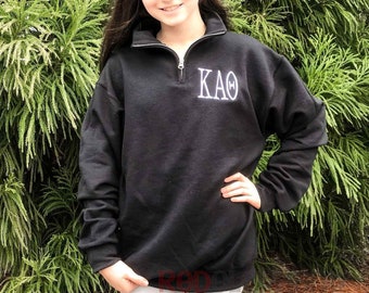 Kappa Alpha Theta Sweatshirt, Monogram Pullover, Monogram Zip Sweatshirt, Fleece Sweatshirt, Kappa Alpha Theta Pullover Quarter Zip Pullover