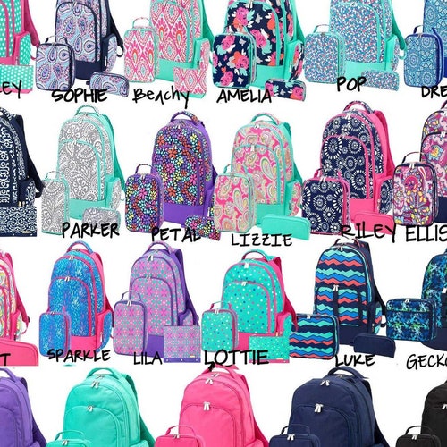 Girls Monogrammed Backpack and Lunch Box Personalized Book Bag - Etsy