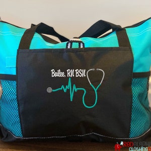 Personalized Nurse Tote Bag, Embroidered Healthcare Clinical Bag Zippered, Nursing Appreciation Gift for Her, RN BSN LPN CNa Medical Student