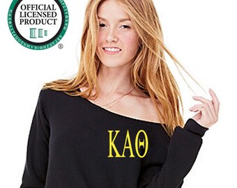 Kappa Alpha Theta Sweatshirt, Off Shoulder Wide Neck Pullover, Embroidered Theta Merch, Greek Sorority Apparel and Clothing Big Little Gifts