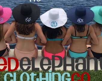 Monogram Floppy Hat, Embroidered Beach Hat, Personalize Derby Headwear, Womens Custom Wide Brim Sun Hat, Easter Gifts for Her