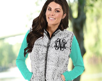 Monogram Sherpa Vest, Fleece Vest, Monogram Full Zip Sherpa Fleece Vest, Personalized Sherpa Vest for Women, Gifts for Her, Embroidered Vest