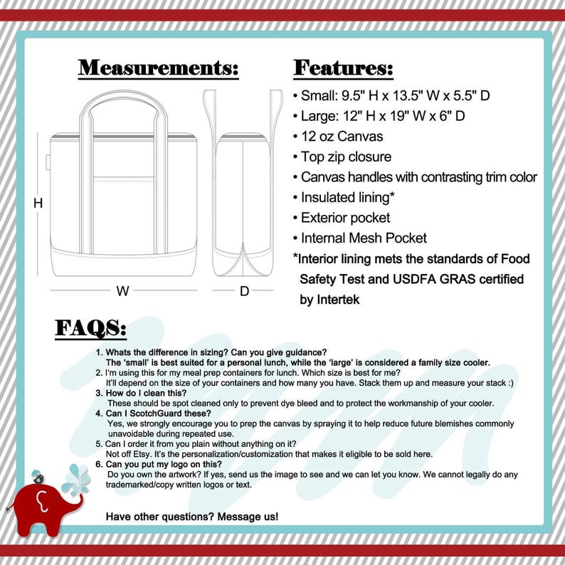 Sac fourre-tout isotherme pour déjeuner monogramme, boîte à lunch personnalisée en toile isolée et sans danger pour les aliments, glacière familiale brodée pour enfants et adultes image 4