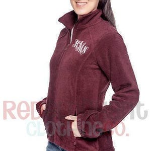 Monogrammed Full Zip Fleece Jacket, Fall Clothing Personalized Custom Embroidered Zip Up Fitted Jacket for Ladies, Gifts for Her Under 50 image 7