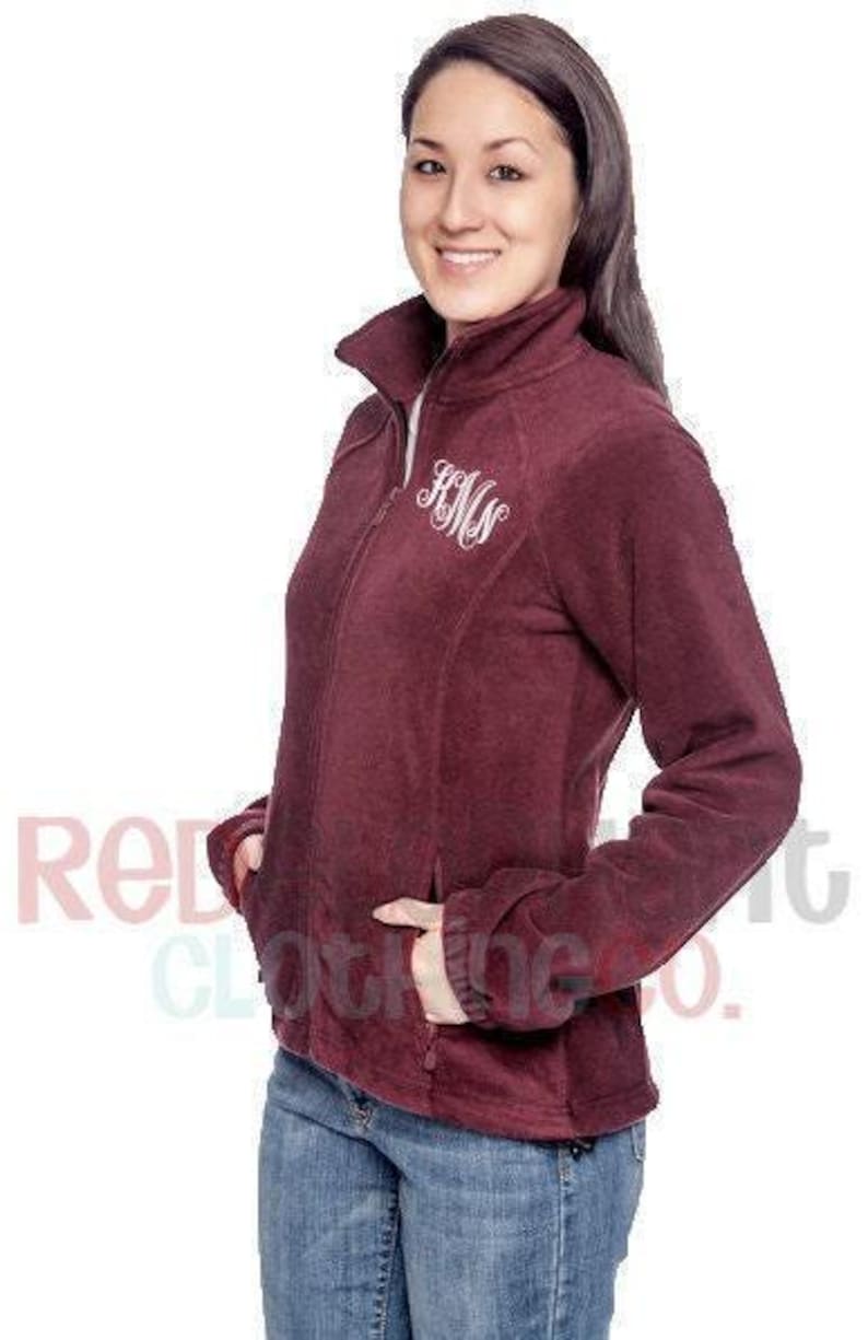 Monogrammed Full Zip Fleece Jacket, Fall Clothing Personalized Custom Embroidered Zip Up Fitted Jacket for Ladies, Gifts for Her Under 50 image 7
