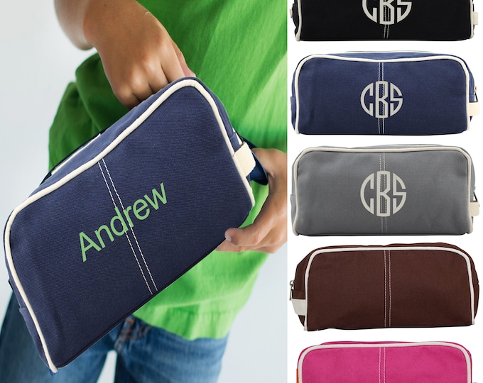 Personalized Boys Toiletry Bag, Monogram Travel Bag for Overnight Toiletries, Custom Embroidered Dopp Kit for Guys, Gifts for Kids Accessory