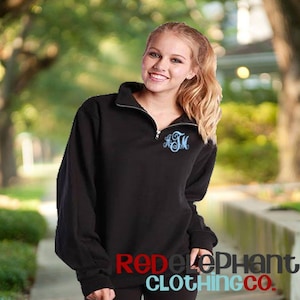 Monogram Quarter Zip Sweatshirt Pullover, Personalized Oversized Fleece Fall Clothing Funnel Neck Sweater Unisex Size Fit, Unique Gifts