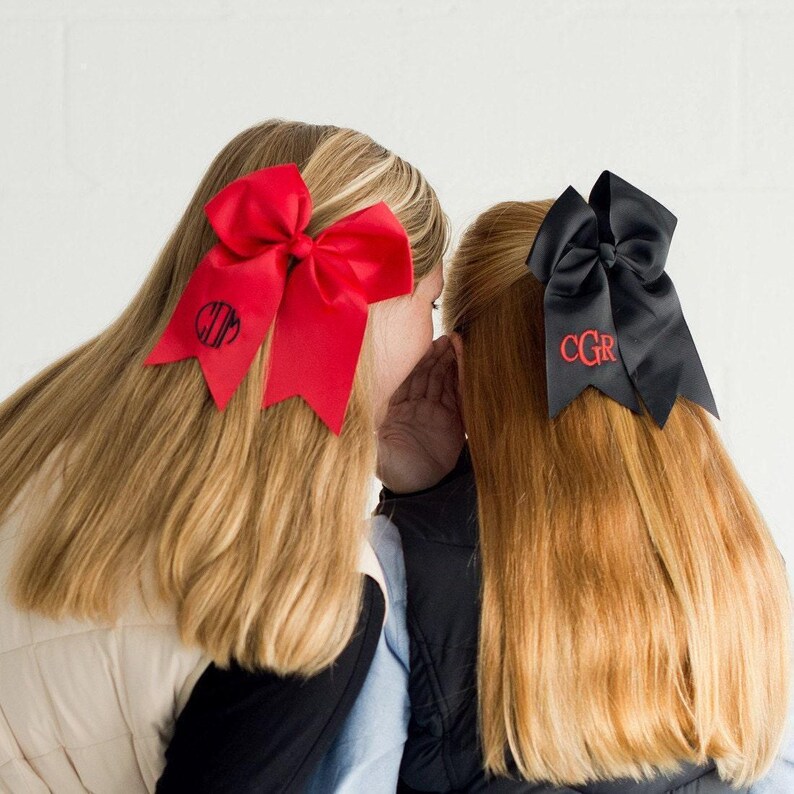 Monogram Hairbow, Monogram Large Bow, Monogram Cheer Bow, Personalized HairBow, Embroidered Hair Bow, Monogram Mint Bow, Preppy Hairbow image 6